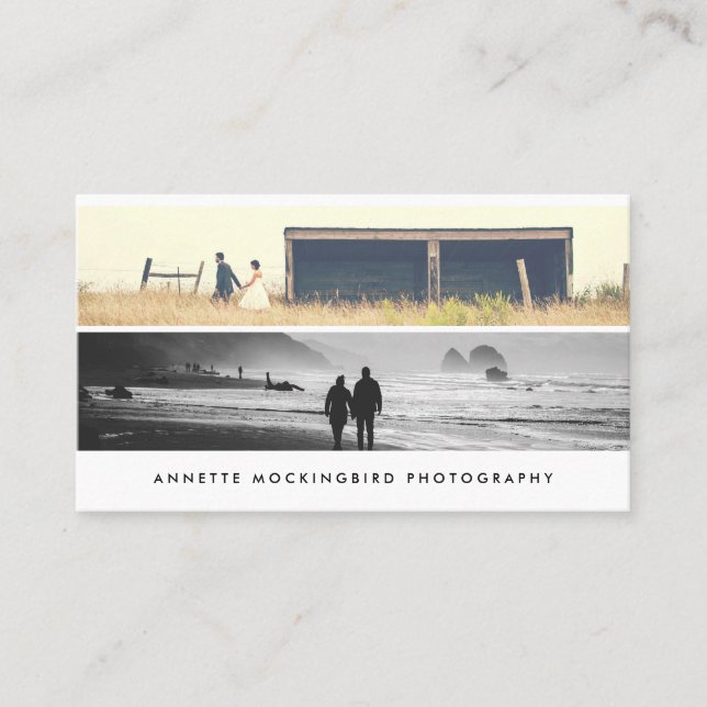Modern Simple Minimalist Photography | Two Photo Business Card (Front)