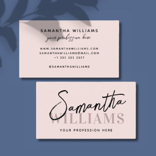 Modern simple minimalist pink script typography business card