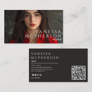 Modern Simple Minimalist Professonal Photo QR Code Business Card