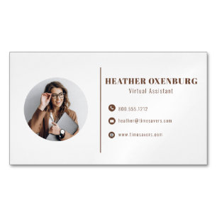 Modern Simple Minimalist QR Code Social Media Magnetic Business Card