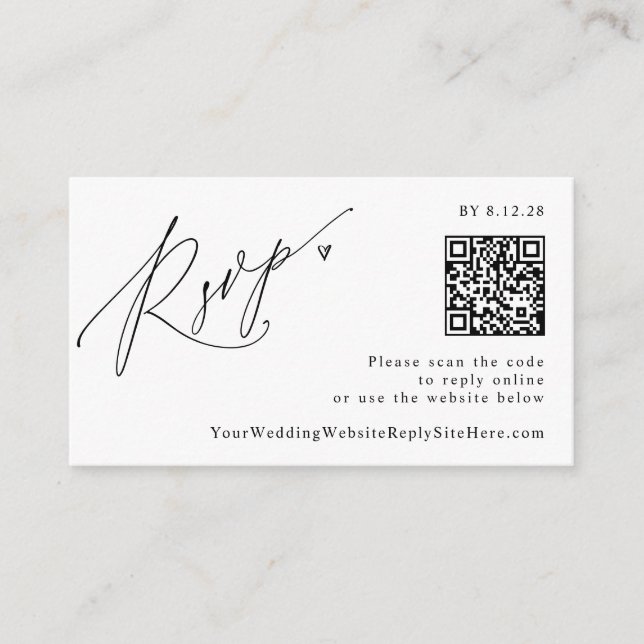 Modern Simple Minimalist QR Code Wedding RSVP Enclosure Card (Front)