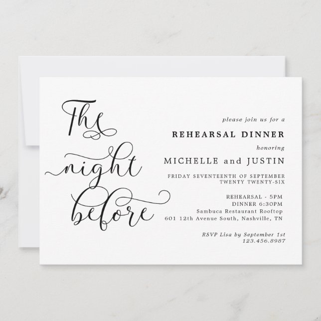  Modern Simple Minimalist Rehearsal Dinner  Invita Invitation (Front)