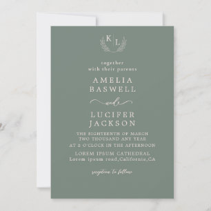 Modern Simple minimalist Sage green Wedding Invitation