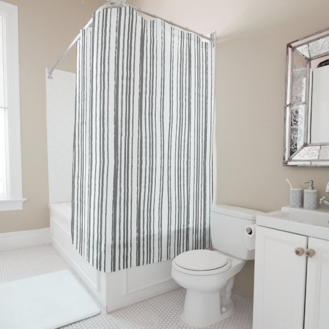 Modern Simple Minimalist Striped Shower Curtain (In Situ)