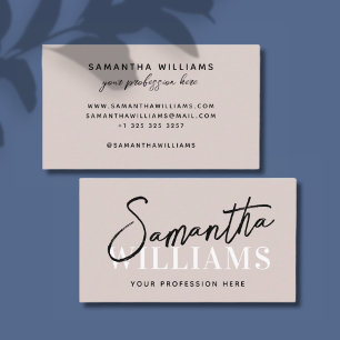 Modern simple minimalist tan script typography business card