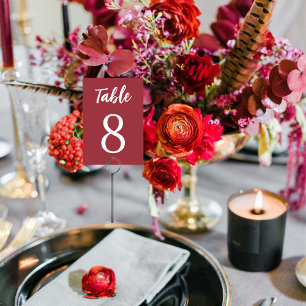 Modern Simple Minimalist Vintage Red White Wedding Table Number