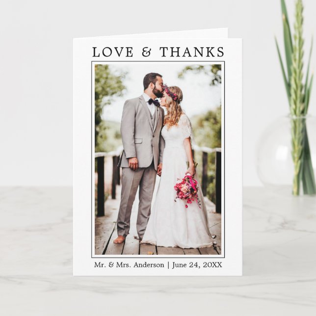 Modern Simple Minimalist Wedding Love Thanks Fold Thank You Card (Front)