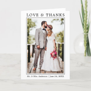 Modern Simple Minimalist Wedding Love Thanks Fold Thank You Card