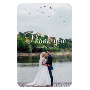 Modern simple minimalist wedding photo thank you magnet
