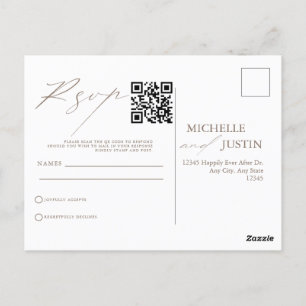  Modern Simple Minimalist Wedding QR Code RSVP Pos Postcard