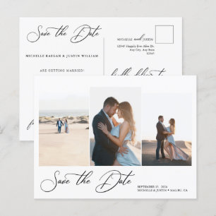 Modern Simple Minimalist Wedding Save The Date Postcard