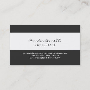 Modern Simple Minimalist White Grey Business Card