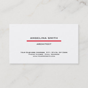 Modern Simple Minimalist White Red Professional Business Card