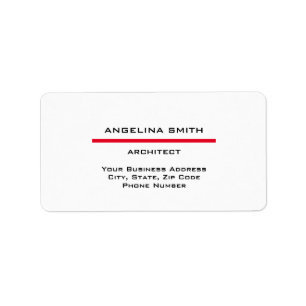 Modern Simple Minimalist White Red Professional Label
