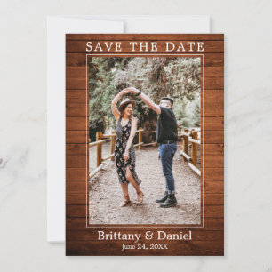 Modern Simple Minimalist Wood Photo Save The Date