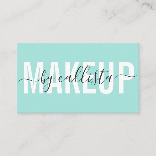 Modern Simple Mint Typography Makeup Artist Business Card (Front)