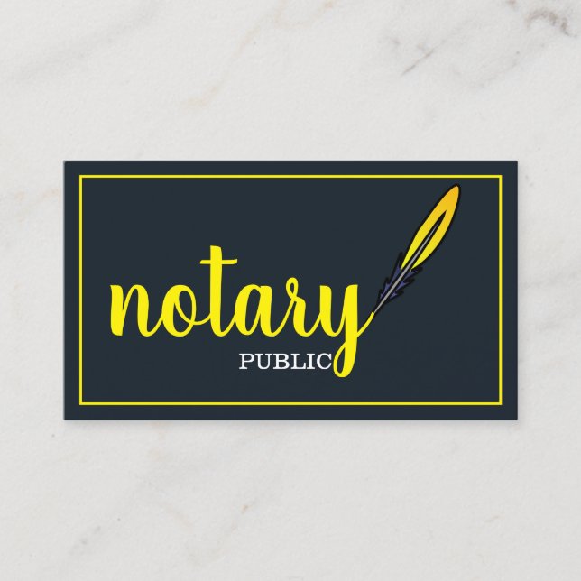 Modern Simple Mobile Notary Public Elegant Script  Business Card (Front)