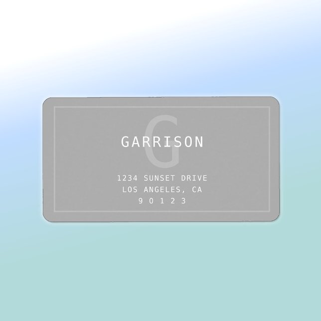 Modern Simple Monogram & Address | Light Grey Label (Creator Uploaded)