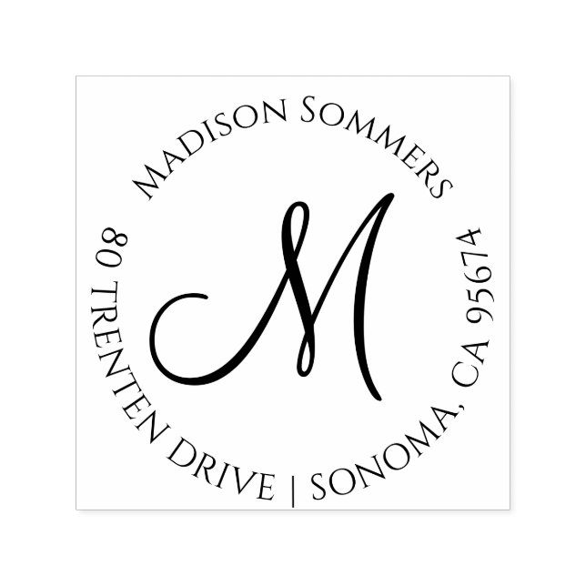 Modern Simple Monogram Address Self-inking Stamp (Design)