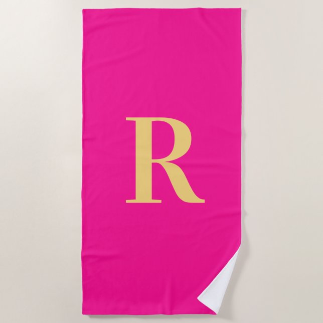 Modern Simple Monogram  Beach Towel (Front)