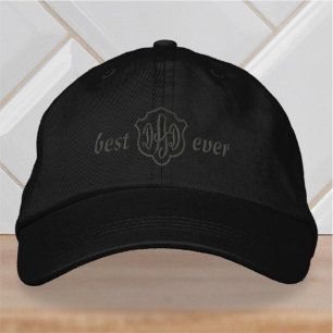 Modern Simple Monogram Best Dad Ever Embroidered Hat