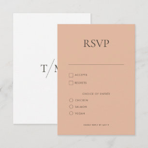 Modern Simple Monogram Blush Mix & Match Wedding R RSVP Card