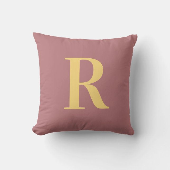 Modern Simple Monogram Dusty Pink Cushion (Front)