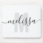 Modern Simple Monogram Handwriting Name Mouse Mat<br><div class="desc">Modern monogram with handwriting name.</div>