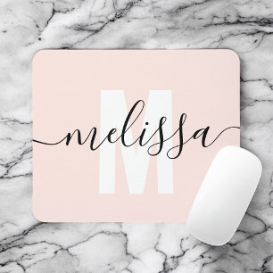 Modern Simple Monogram Handwriting Name Mouse Mat