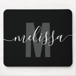 Modern Simple Monogram Handwriting Name Mouse Mat