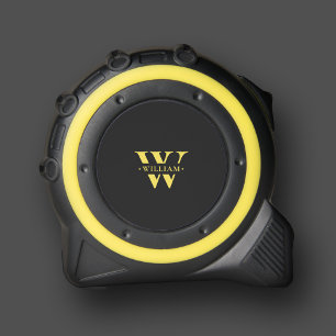 Modern Simple Monogram Initial Black Yellow 1