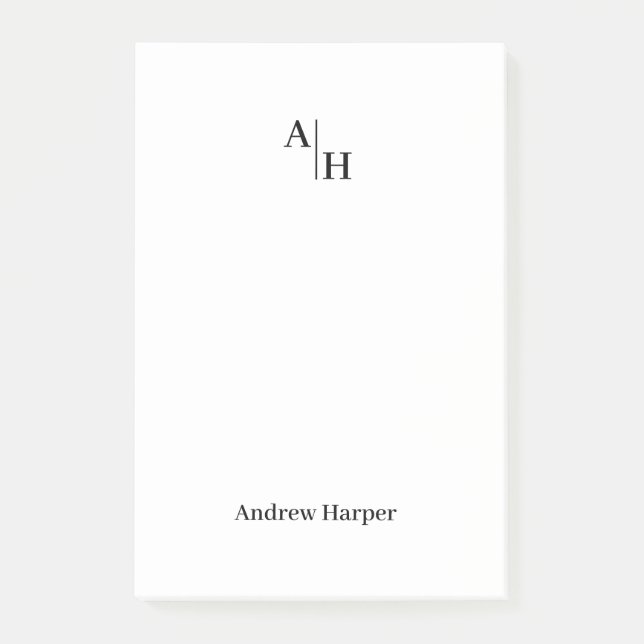 Modern Simple Monogram Initial Notepad (Front)