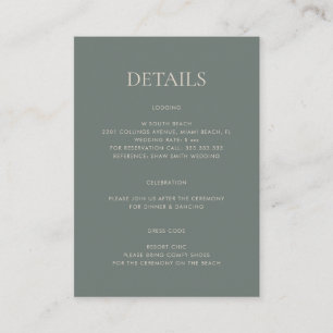 Modern Simple Monogram Moss Mix & Match Wedding Enclosure Card