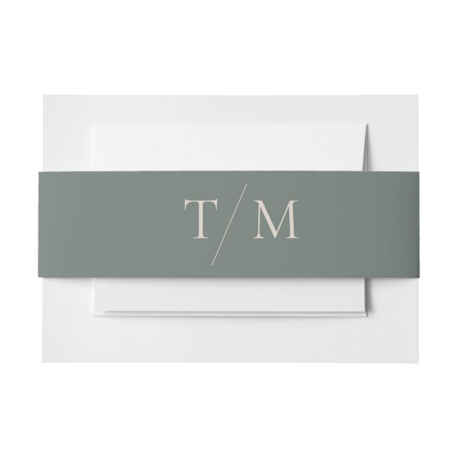 Modern Simple Monogram Moss Mix & Match Wedding Invitation Belly Band (Front Example)
