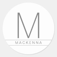 Modern Simple Monogram Name Grey White