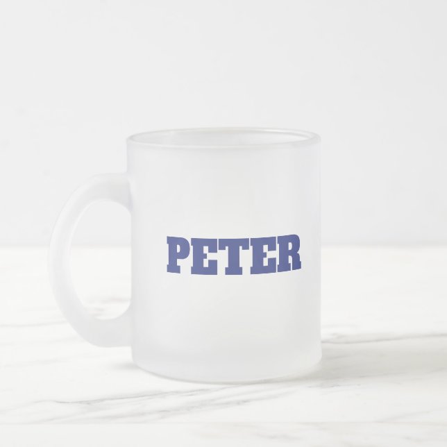 Modern Simple Monogram personalised custom name Frosted Glass Coffee Mug (Left)