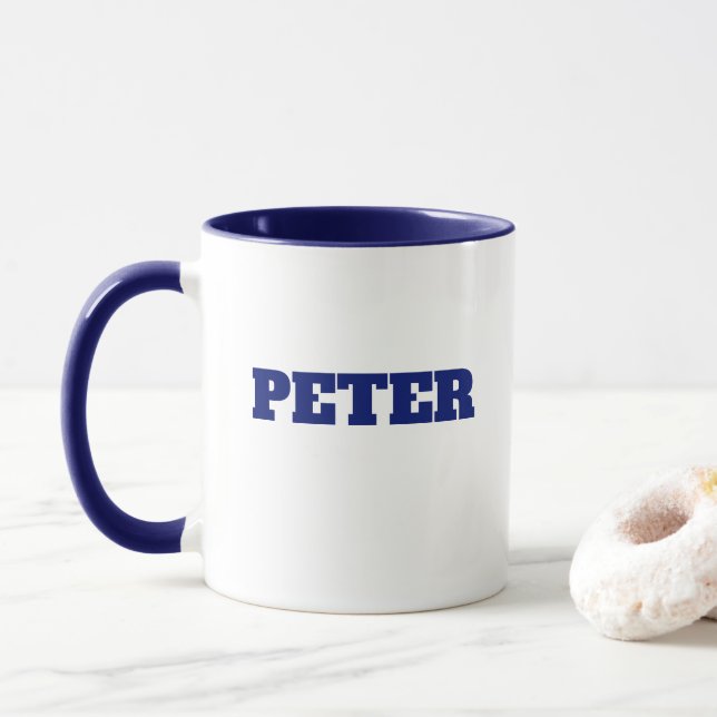 Modern Simple Monogram personalised name Mug (With Donut)