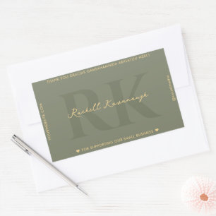 Modern Simple Monogram Sage Green   Rectangular Sticker