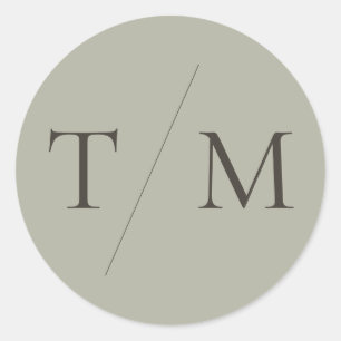 Modern Simple Monogram Sage Mix & Match Wedding Classic Round Sticker