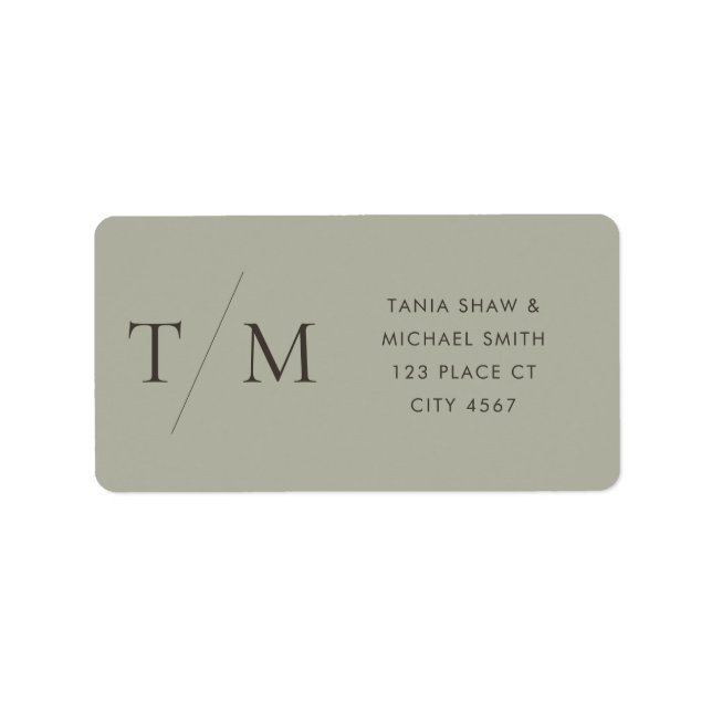 Modern Simple Monogram Sage Mix & Match Wedding Label (Front)