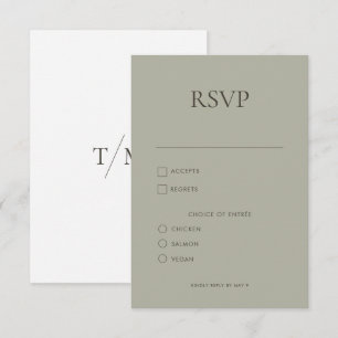 Modern Simple Monogram Sage Mix & Match Wedding RS RSVP Card