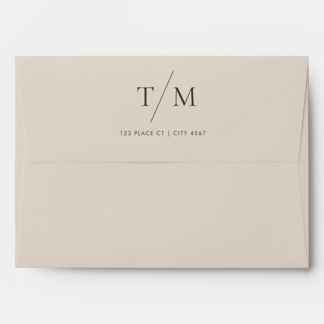 Modern Simple Monogram Sand Mix & Match Wedding Envelope (Back (Top Flap))