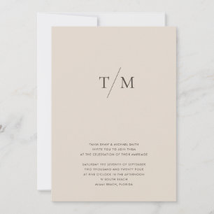 Modern Simple Monogram Sand Mix & Match Wedding Invitation