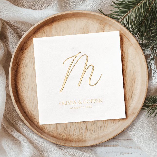 Modern Simple Monogram Wedding Foil Napkins (Creator Uploaded)