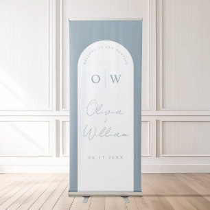 Modern Simple Monogram Wedding Welcome Retractable Banner
