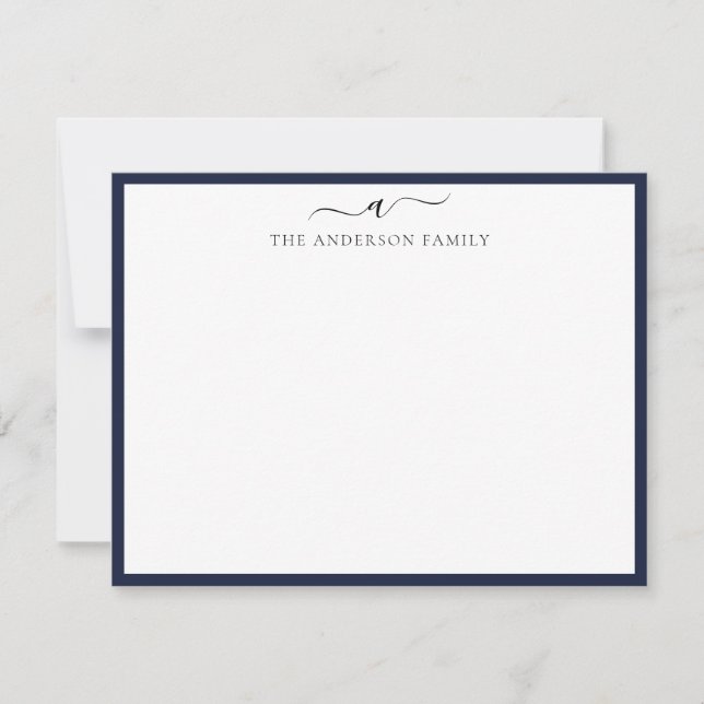 Modern Simple Monogrammed Family  Card (Front)