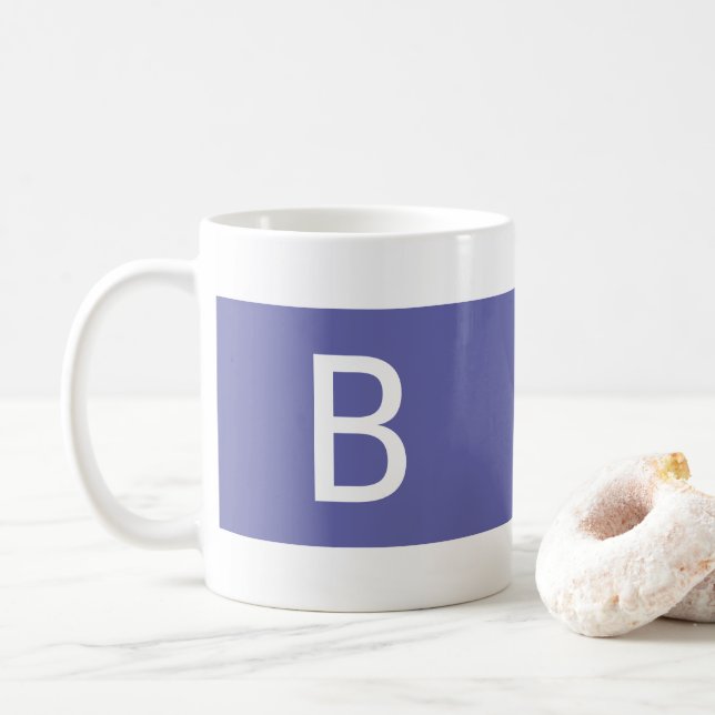 Modern Simple Monogrammed Initial Letter Minimal Coffee Mug (With Donut)