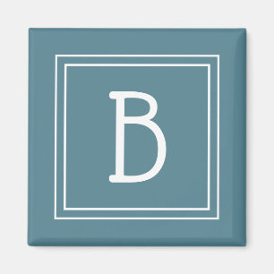 Modern Simple Monogrammed Letter Initial Turquoise Magnet