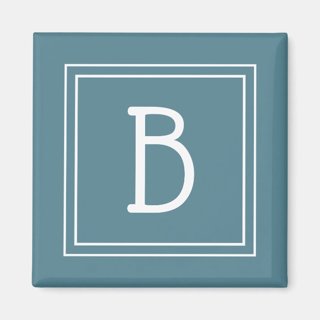 Modern Simple Monogrammed Letter Initial Turquoise Magnet (Front)