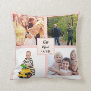 Modern Simple Mothers Day Mum Family Photo Blush Cushion
